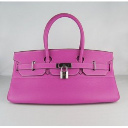 Hermes Birkin 42Cm Togo Leather Handbags Peach Silv